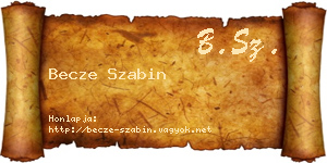 Becze Szabin névjegykártya